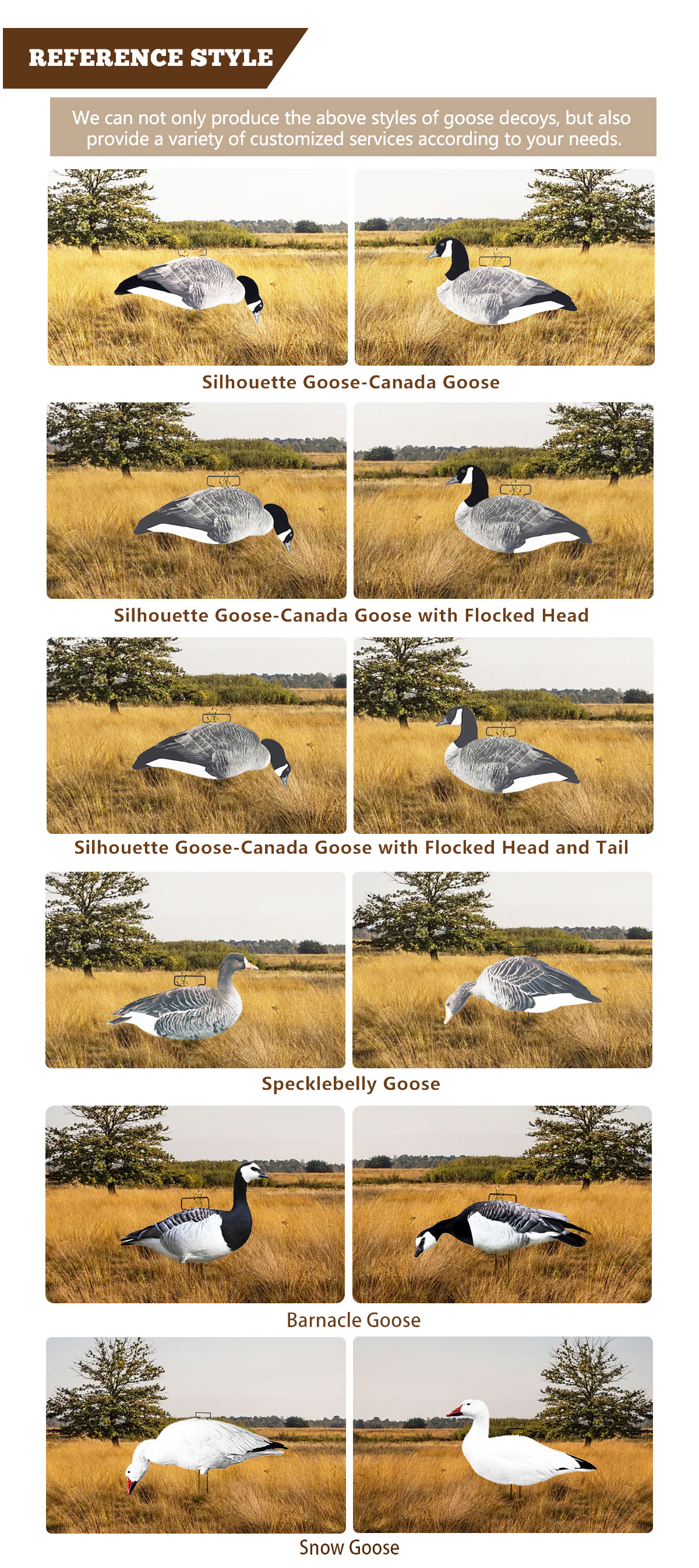 Feeder Body Lifelike Eva Plastic Silhouette Geese Decoy For Juvenile Snow Goose Rester Bait