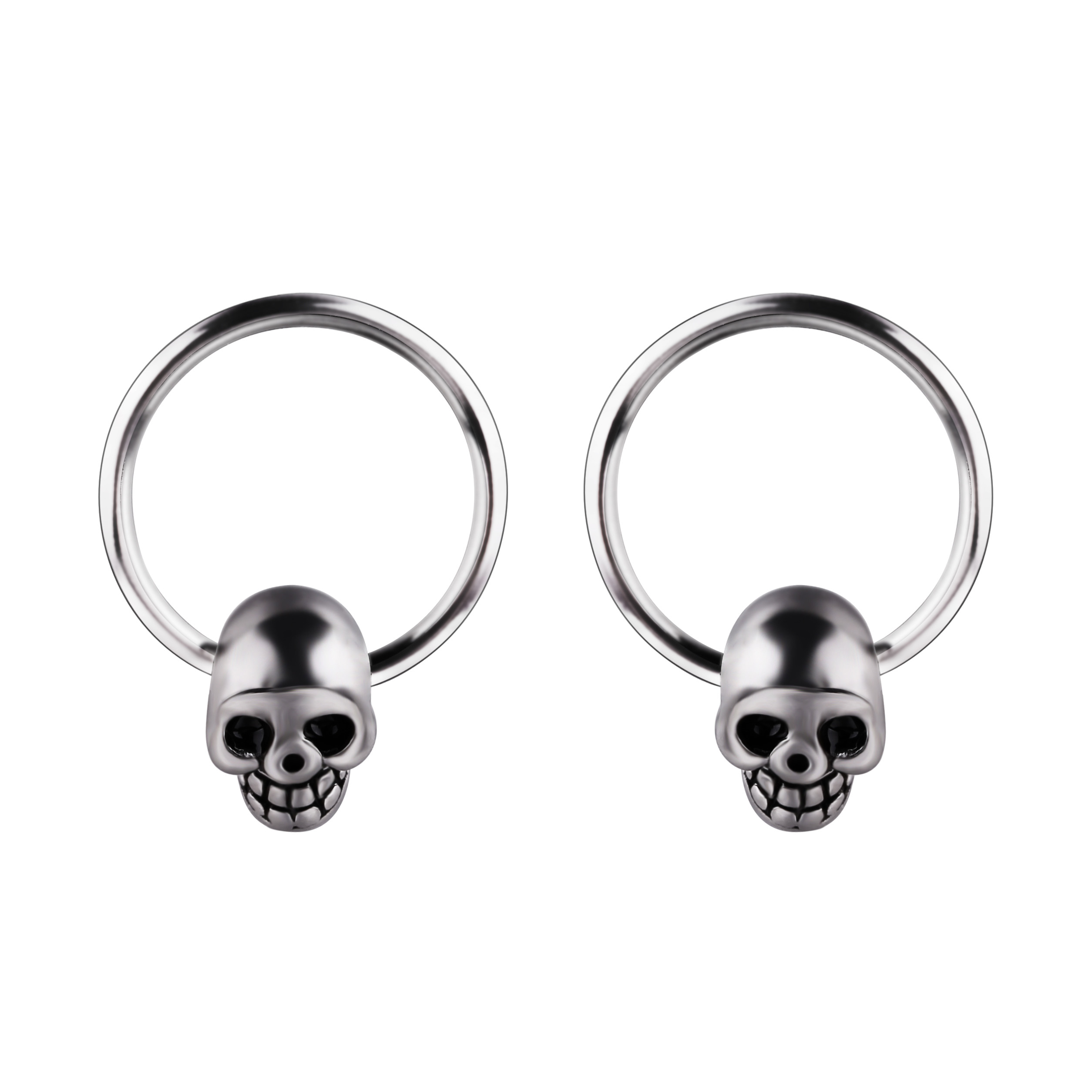 Fancy punk style skull nose ring stainless steel body piercing jewelry