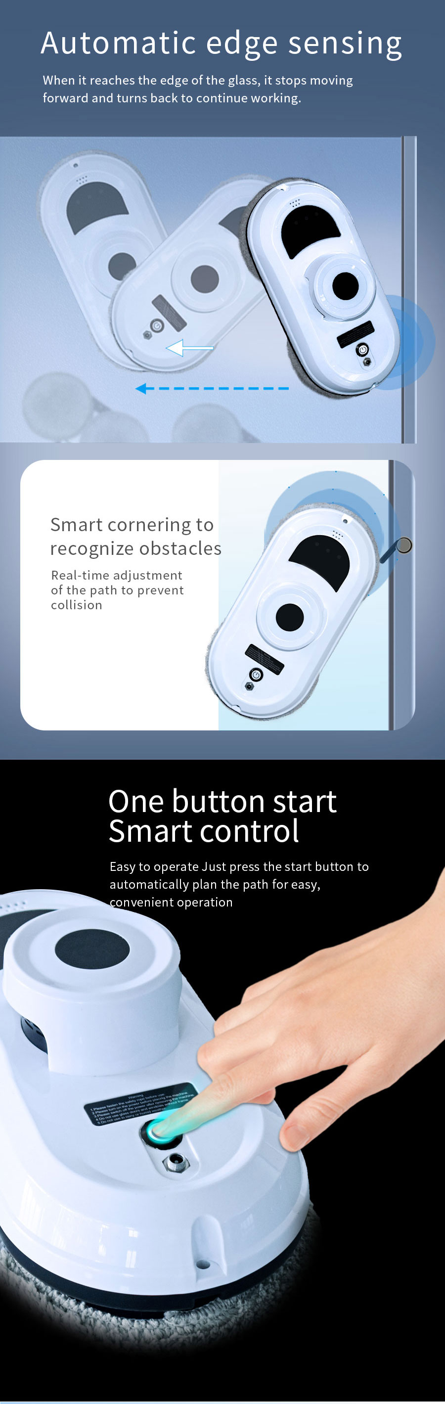 English Operating Language HCR-01A Smart Robot Glass Cleaner for Home Appliances
