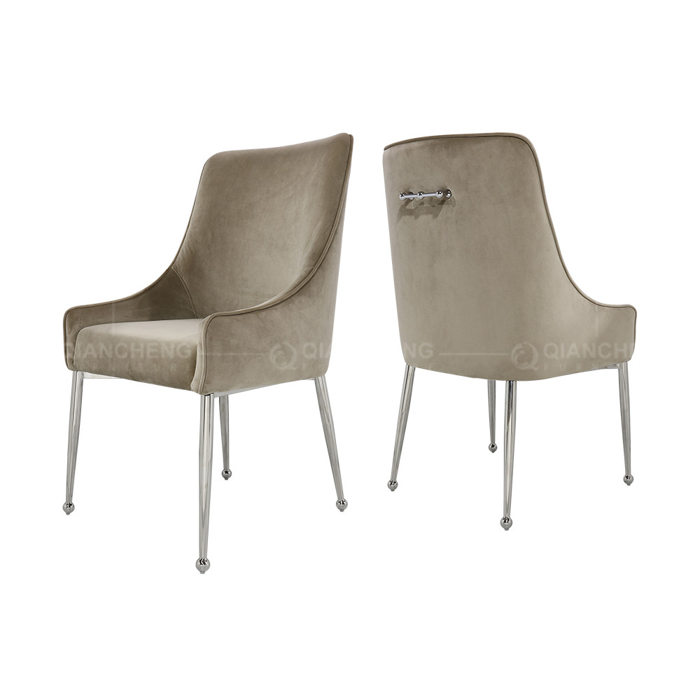54*64*93cm Luxury Dining Room Chairs Golden Stainless Steel Metal Legs