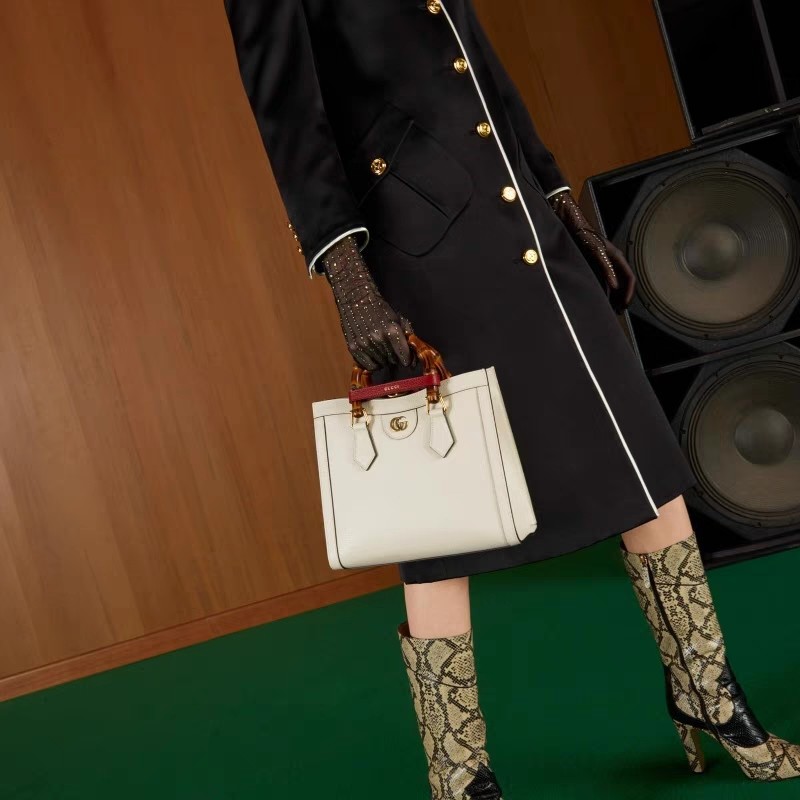 White Glossy Custom Branded Bags Gucci Princess Diana Handbag