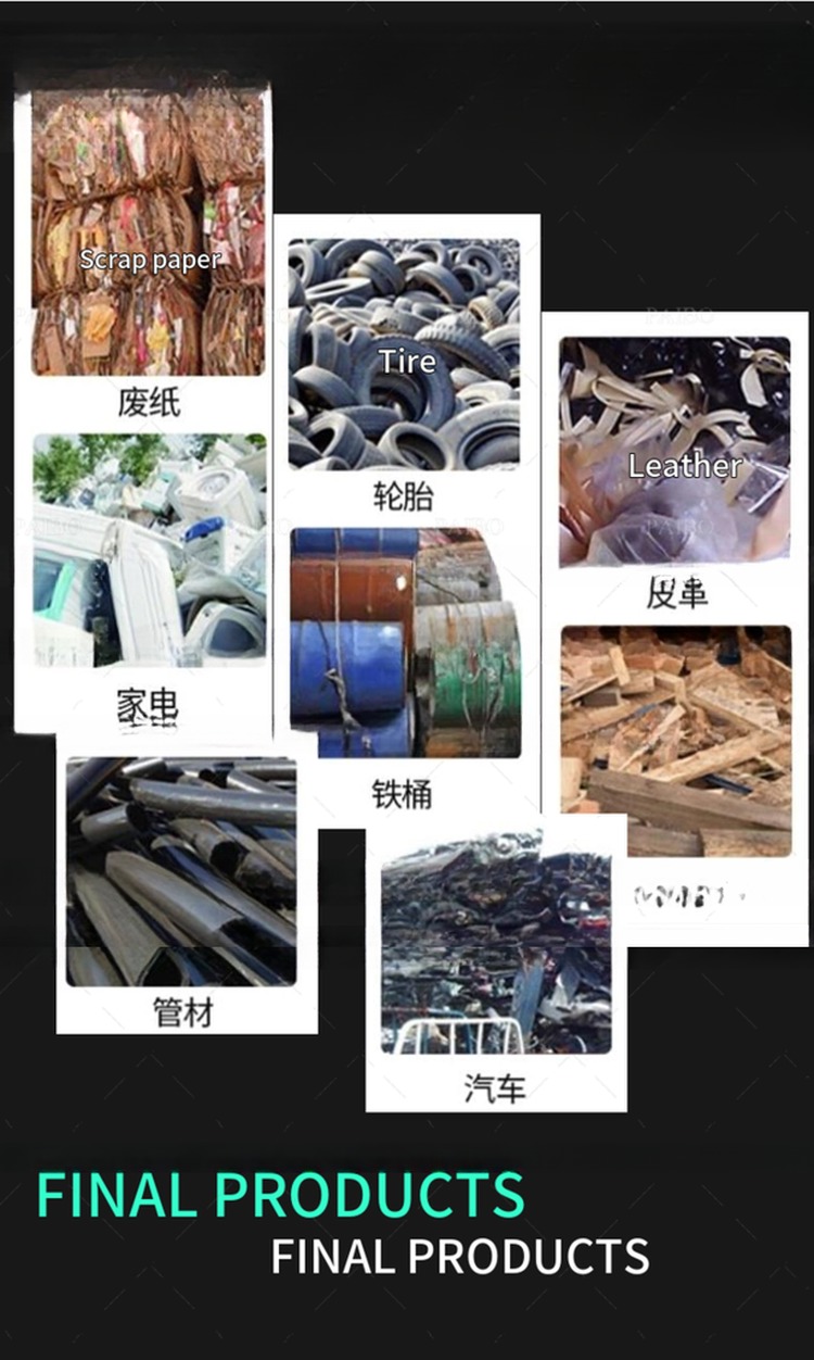 Scrap Car Tire Shredder Machine 45kW Power Waste Plastic Recycling Industrial Shredder