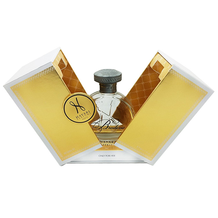 Customize Luxury Logo Plate Perfume Box Inside Skin Care Cosmetic Two Door Open Paper Box For Gift