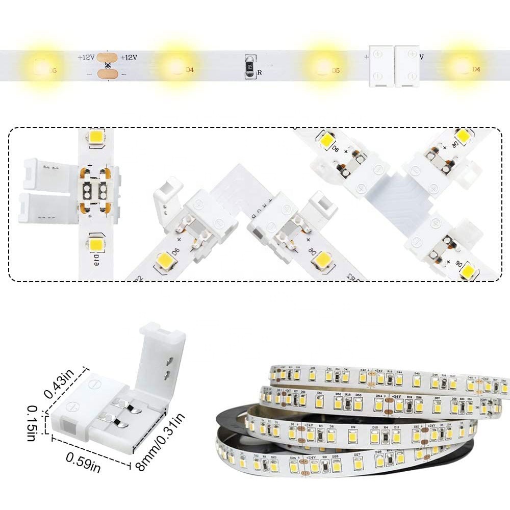 4pin 10mm LED Strip Connector Crystal Buckle Solderless Extension Terminal Adapter