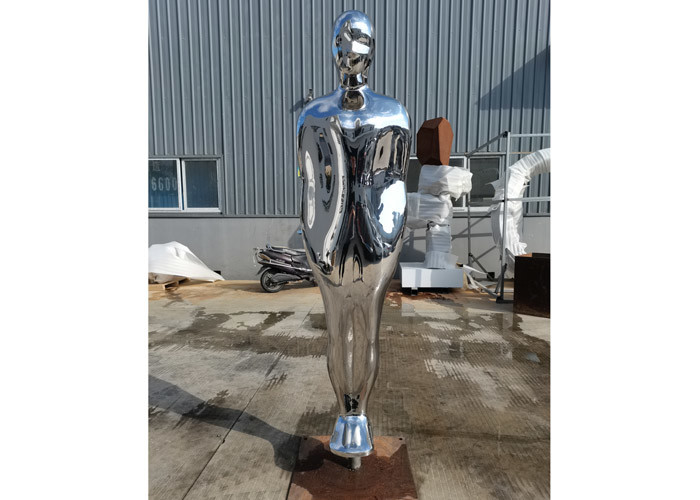 Mirror Polished SS Life Size Abstract Human Figure Sculptures