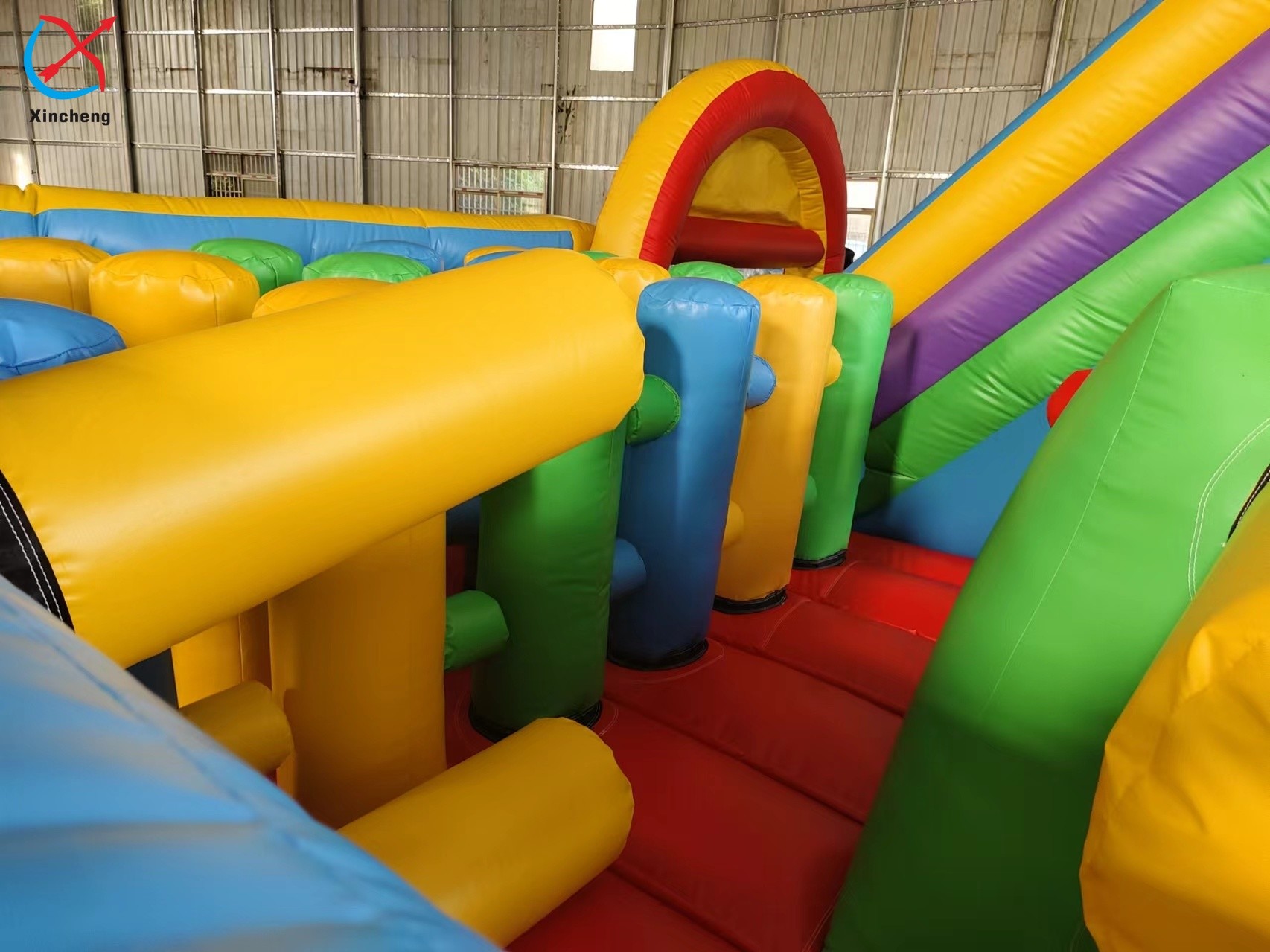 Factory Inflatble Colorful Bouncy House With Double Slides Combo Jumping Castle