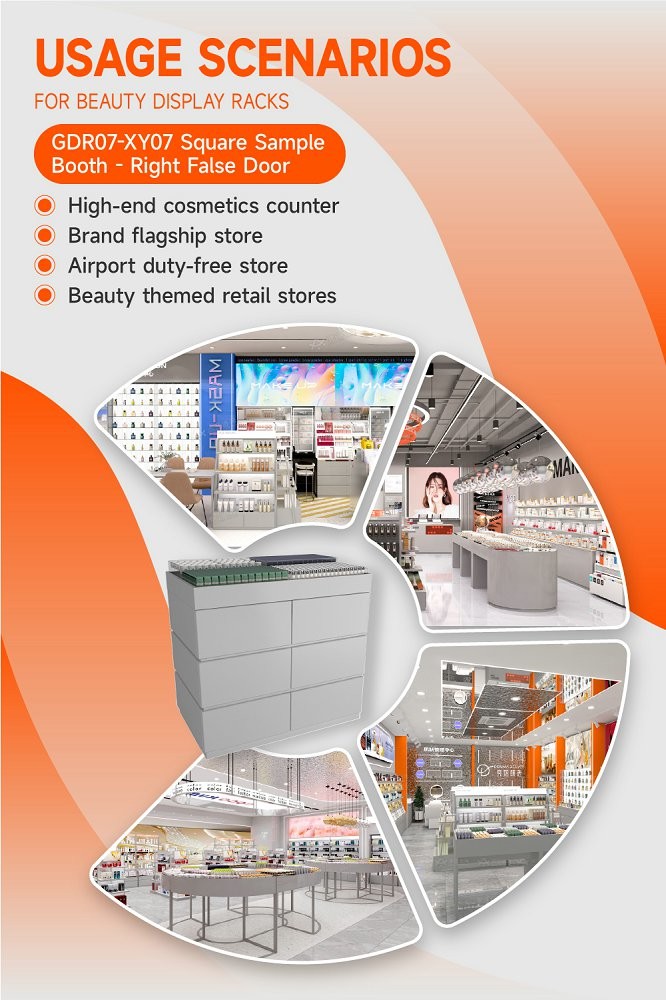 GDR07-XY07 Skincare Display Table with 3mm Transparent Acrylic Joint Box and Adjustable Height for Shopping Mall