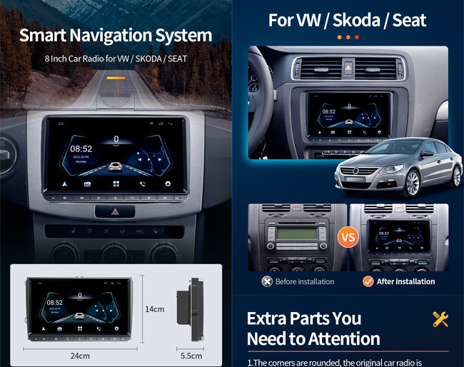 For VW Passat MK5 Jetta Golf Polo IPS 9 inch Car Radio Auto Android 10 4+64G GPS Carplay Video Car DVD Player