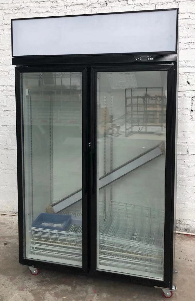 2 glass door beverage beer bottle display freezer Refrigerated supermarket display cabinet air cooled upright chiller