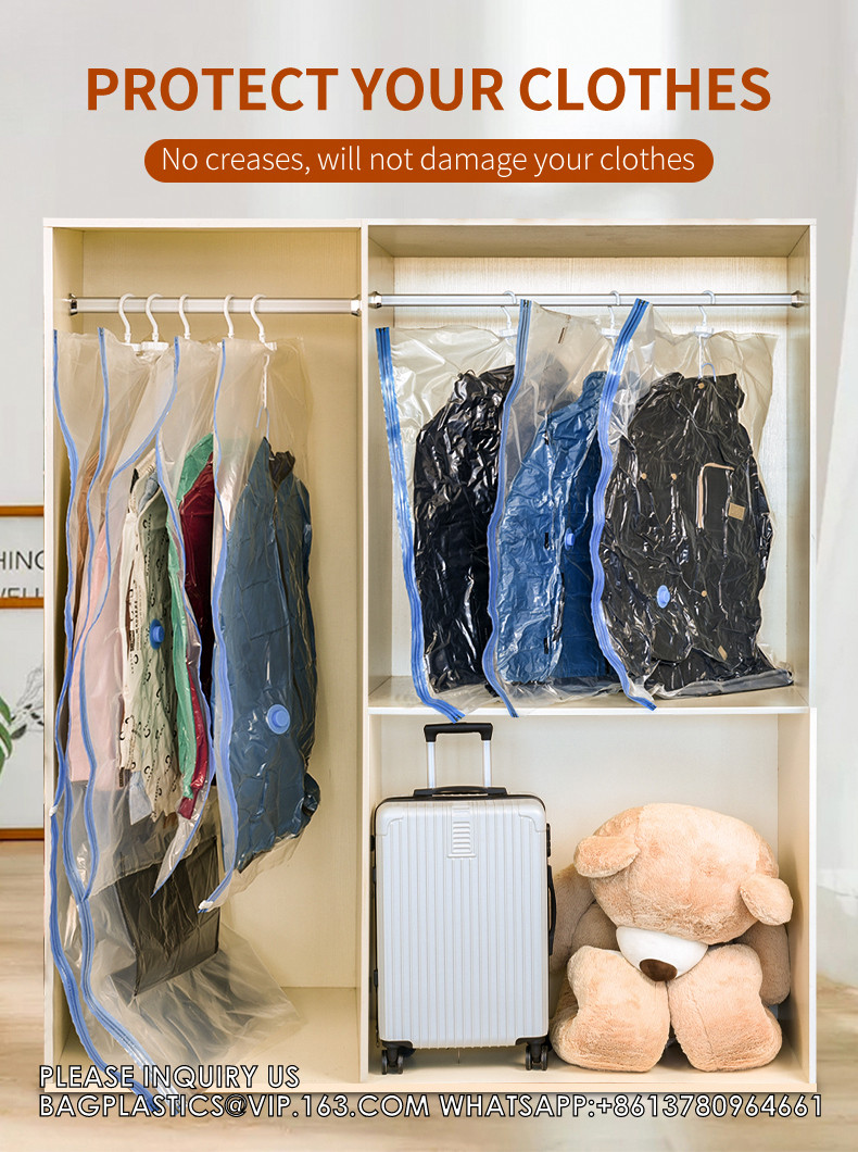 Space Saver Vacuum Compression Hanging Vacuum Storage Bag Down Jacket Vacuum Compressed Space Saver Storage Bags