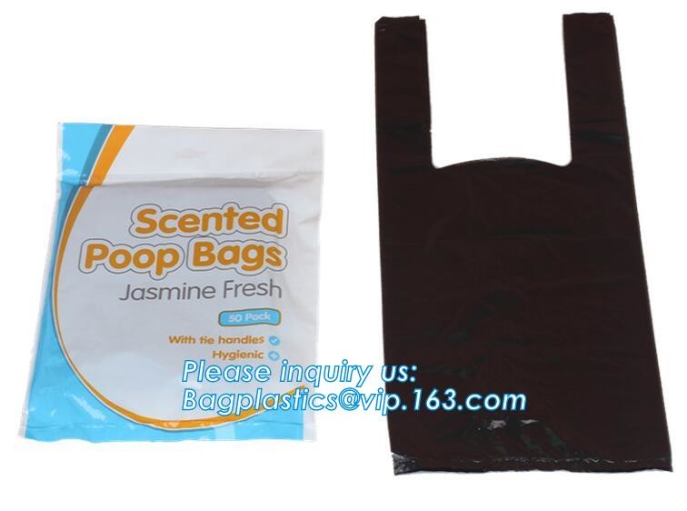 plastic t-shirt shape bag/ diaper sack bag with powder scent, biodegradable custom baby disposable diaper nappy bag, pac