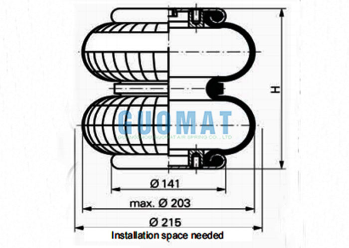 Gas Filled Double Convoluted Air Suspension Bellow WBZ250-E1 WBZ250-E2 Weforma Air Spring