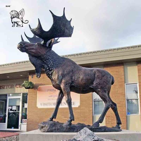 Bronze Large Moose Statue Garden Metal Animal Wild Deer Elk Sculpture Outdoor