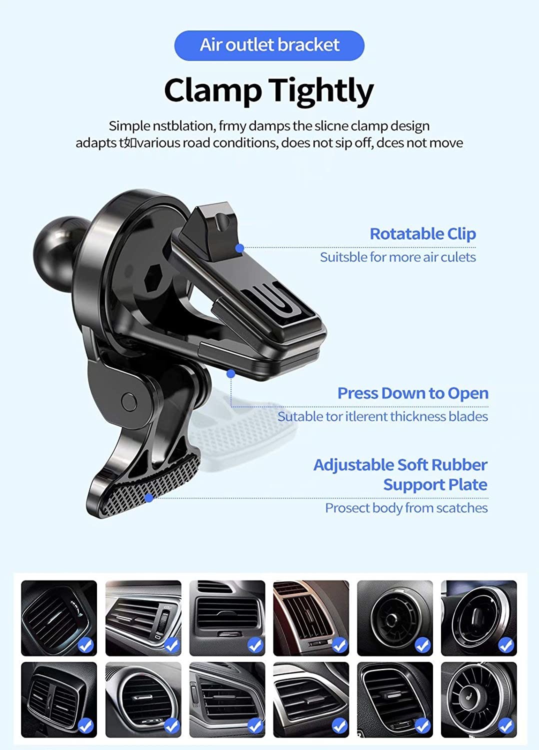 Qi Car Phone Mount Wireless Charger 5V 1A Auto Clamping Phone Holder