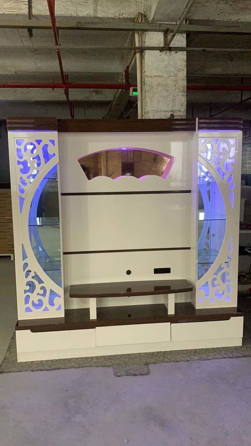 E1 MDF Board Automatic Lift White TV Lift Cabinet Hidden Pop Up Fireplace