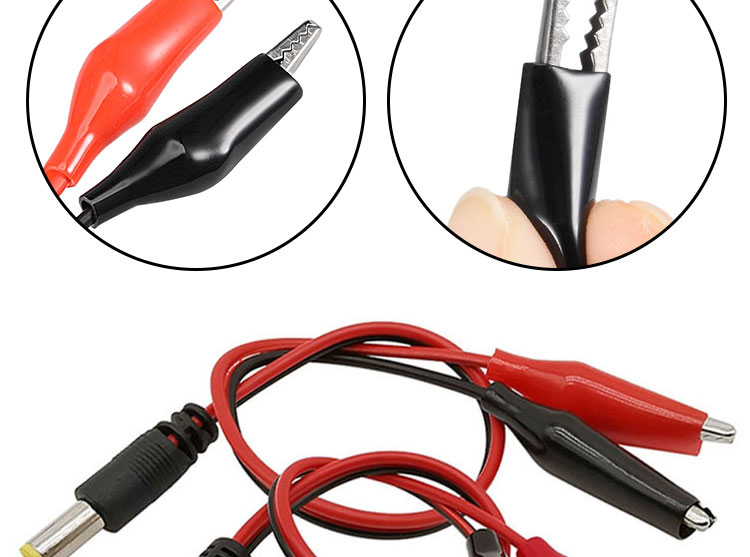 30cm DC 5.5x2.1mm Male Female to Dual Alligator Clips Power Supply DC Cable