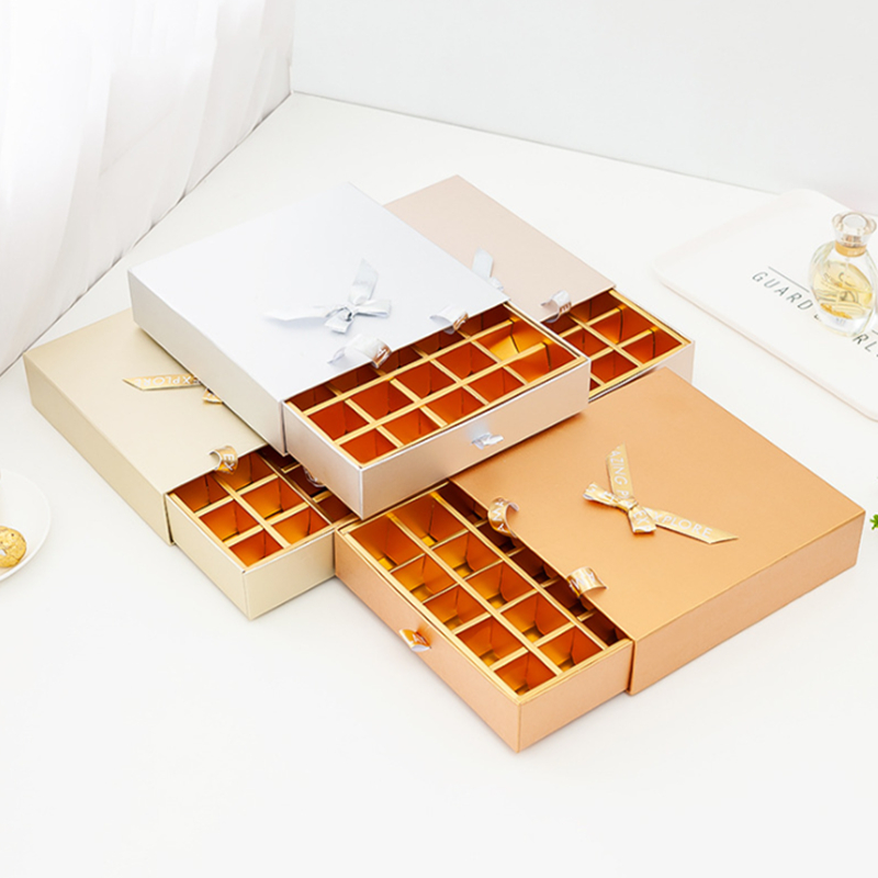 Personalised Truffle Chocolate Box Paperboard Sliding Drawer CMYK Printing