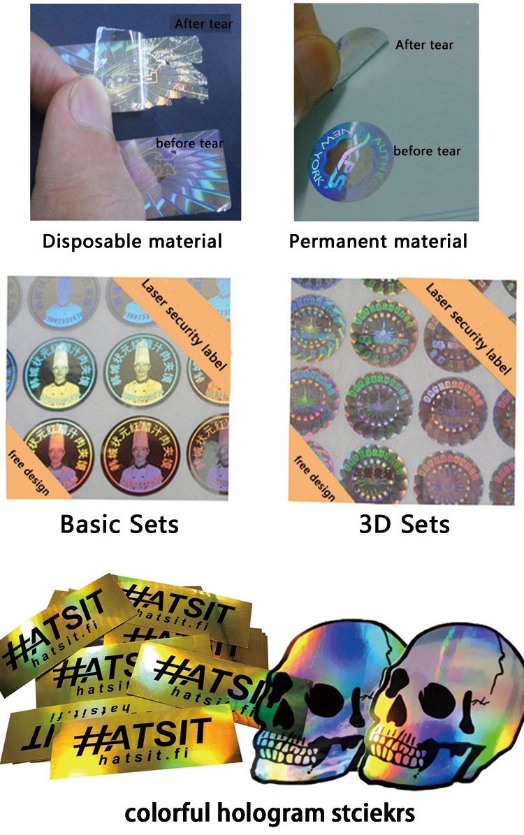 Custom Shapes ID Die Cut Transparent Hologram Stickers , Tamper Proof Hologram Stickers