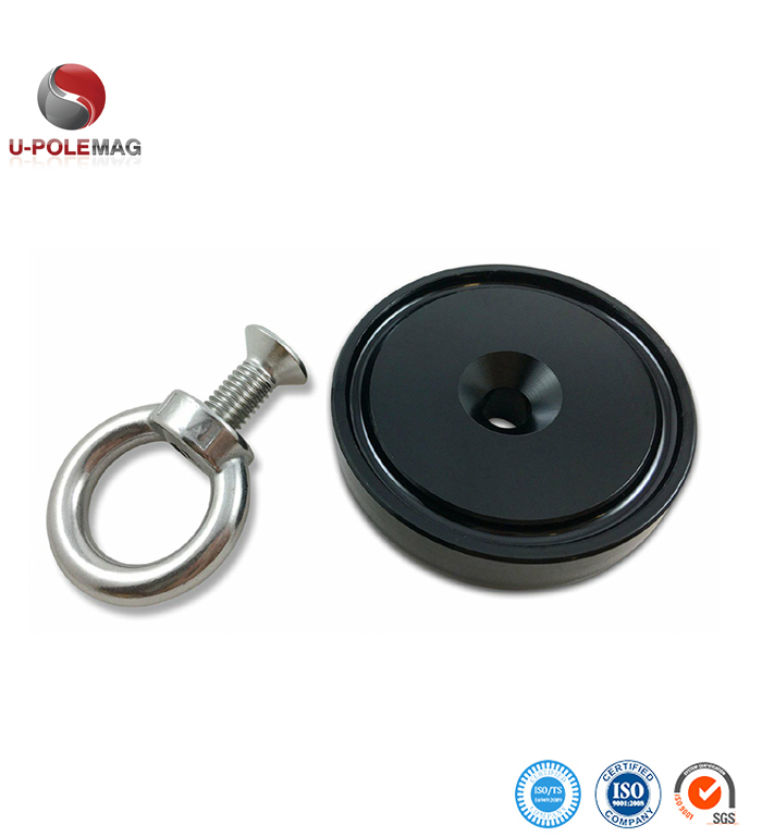 UPN04-75 350lbs Neodymium Fishing Magnet with Eyebolt and /-0.1mm Tolerance Hook Type