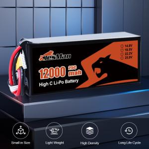  Lightweight 6S 12000 MAh Lipo Battery for 10 Inch FPV Drone 25C Discharge Rate Manufactures