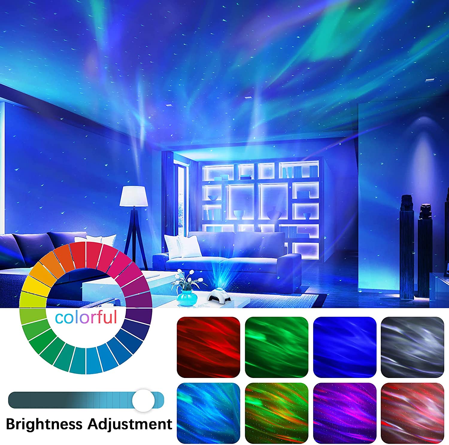 Aurora Projector Star Night Lights Northern lights Galaxy Projector for Bedroom Kids Gift with Wireless Speaker & White
