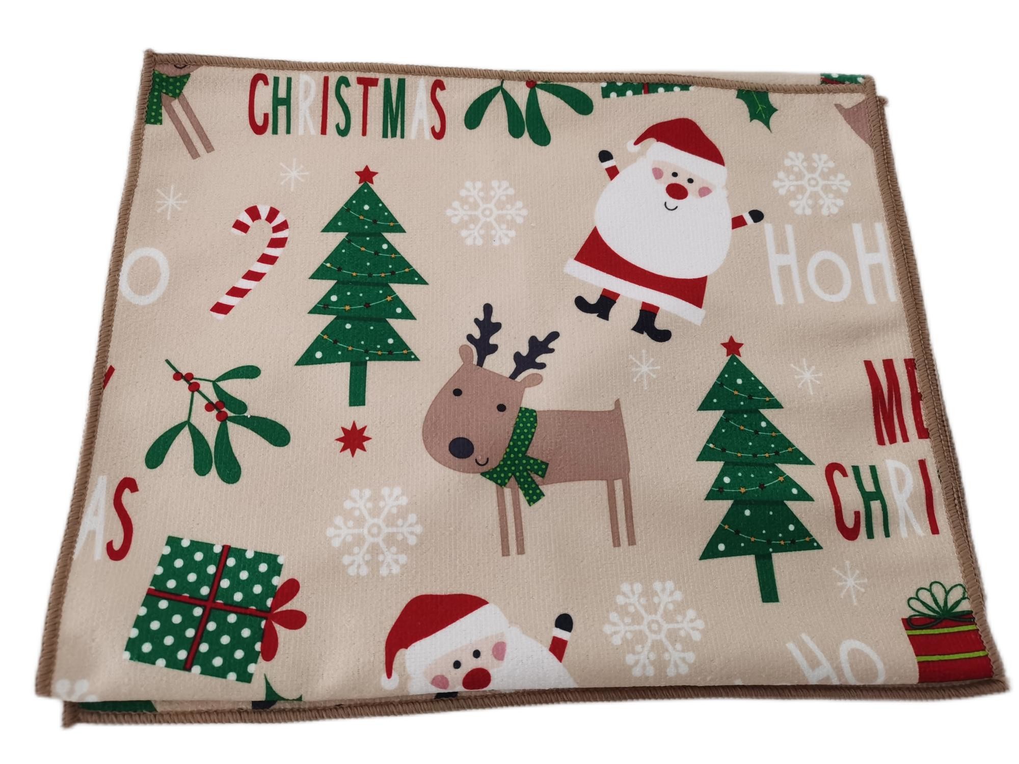 40x60cm Buff Christmas Microfiber Dish Towel Cloth For Kitchen Dishes