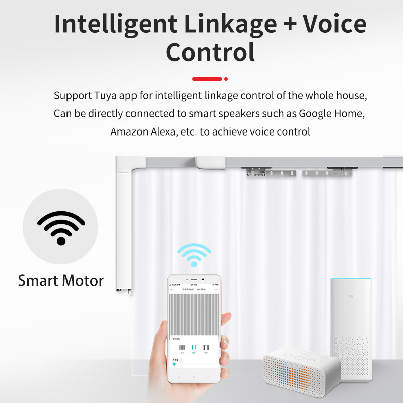 WiFi Control Smart home curtain opener Automatic Curtain Track Work with Amazon Alexa Google Home