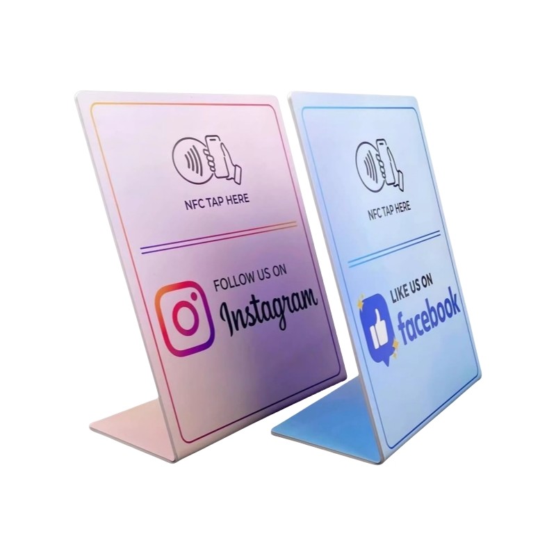 Custom NFC Stand Social Media Review NFC PVC Google Review Card Menu Display Stand