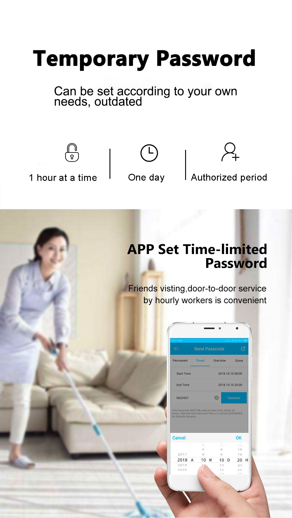 Black Deadbolt Code Door Lock Airbnb WiFi Bluetooth APP Manage System