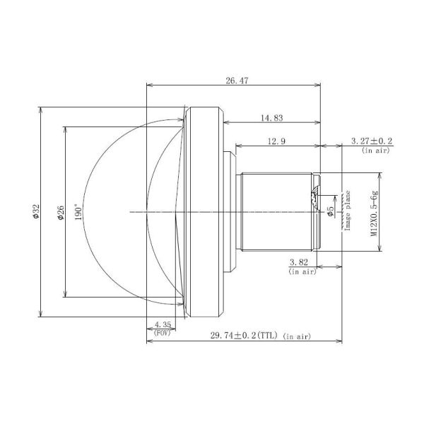 Quality 1/1.7" 1.29mm 12Megapixel M12 mount 190degree Fisheye Lens for IMX226 panoramic camera lens for sale