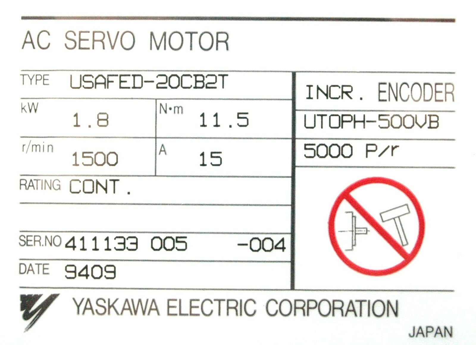 USAFED-20CB2T brand new and original, With Encoder 5000 pulses/rev Incremental,3-5 working day of deliver time.