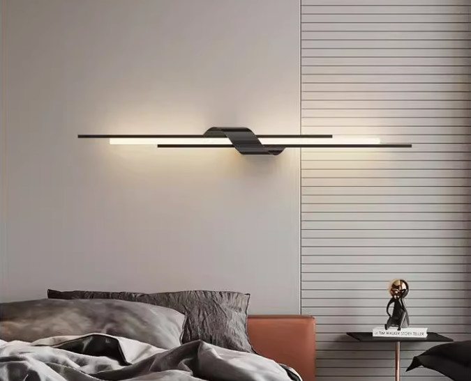 Nordic minimalist light luxury long strip wall lamp simple modern living room TV background wall bedroom bedside mirror grille lamp