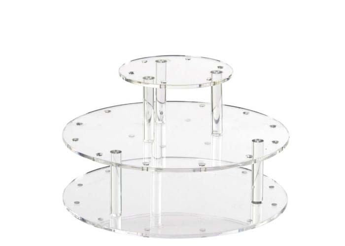 Round 3 Layer Acrylic Cake Stand , Clear / Black Acrylic Candy Display