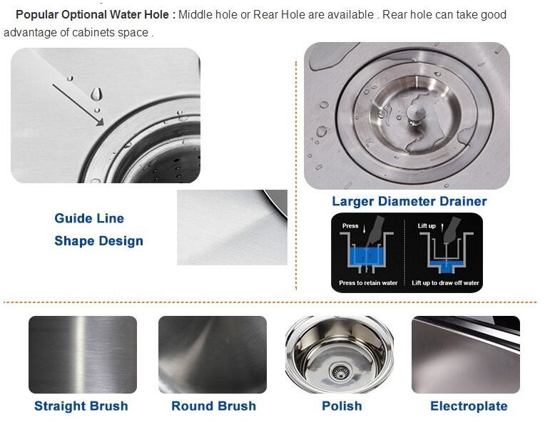 Pressed kitchen sinks with single bowl undermount kitchen sink with SUS304 and silver color