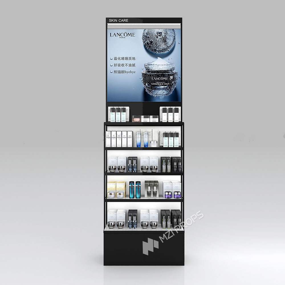 KLNS-R2 Translucent Panels Skincare Display Cabinet with Black Aluminum Slots