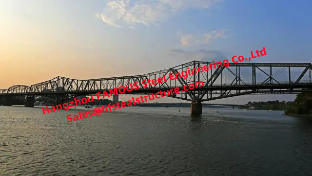Sea Span Structural Steel Bridge , Steel Beam Bridge Metal Truss Construction