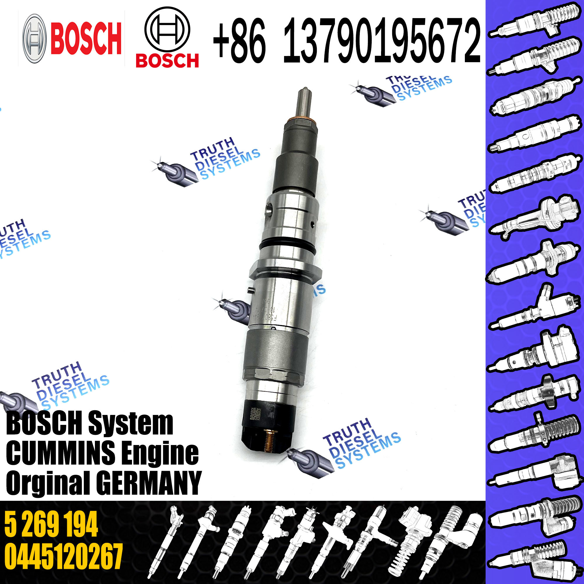 High quality Common Rail Injector diesel fuel injector 4988835 5253221 5269194 0445120161 0445120204 0445120267