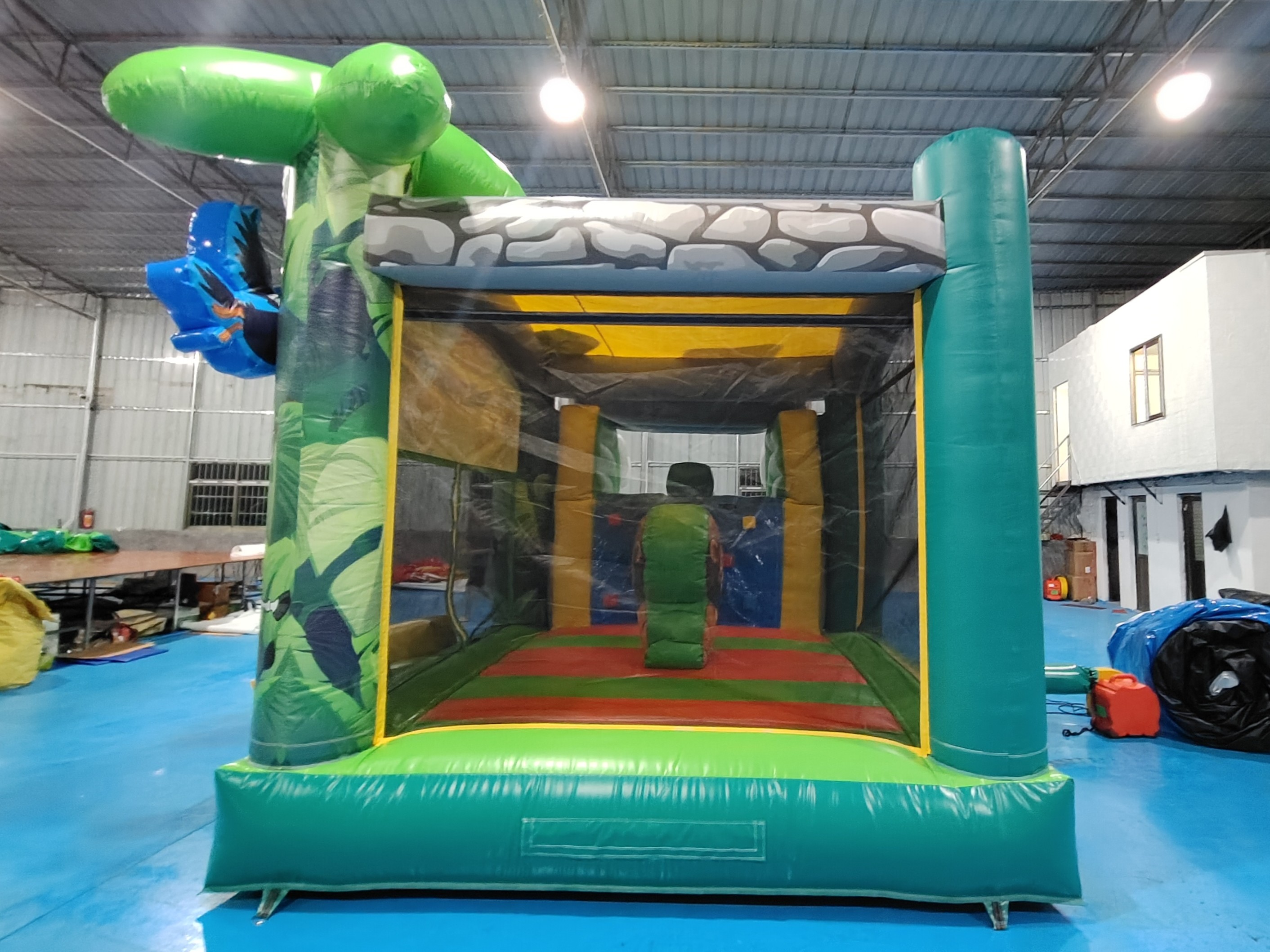 Outdoor Bounce House With Slide Jungle Animals Inflatable Bouncy Castle With Slide Combo Double Slides For Rental