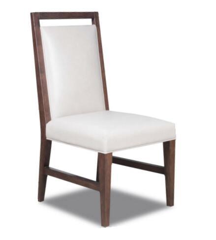 Solid beech wood with White pu/leather upholstery dining chairs ,wooden arm