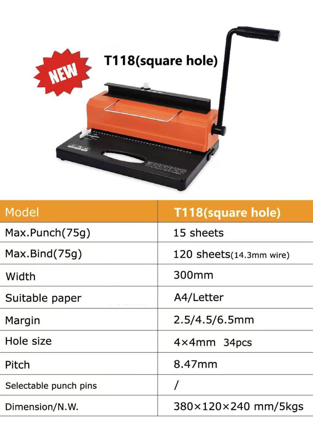 Versatile 34 Holes A4 Calendar Punching Machine for Coil Iron Ring Wire Binding in Bulk