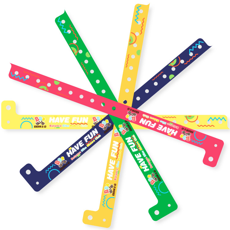 Custom Promotional Gift Item Wristbands Logo Printed Vinyl PVC One Layer Waterproof Colorful Paper Wristband