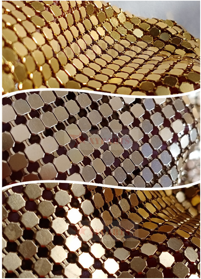 Gold Color Metal Sequin Fabric 4x4mm Used As Room Divider Curtains