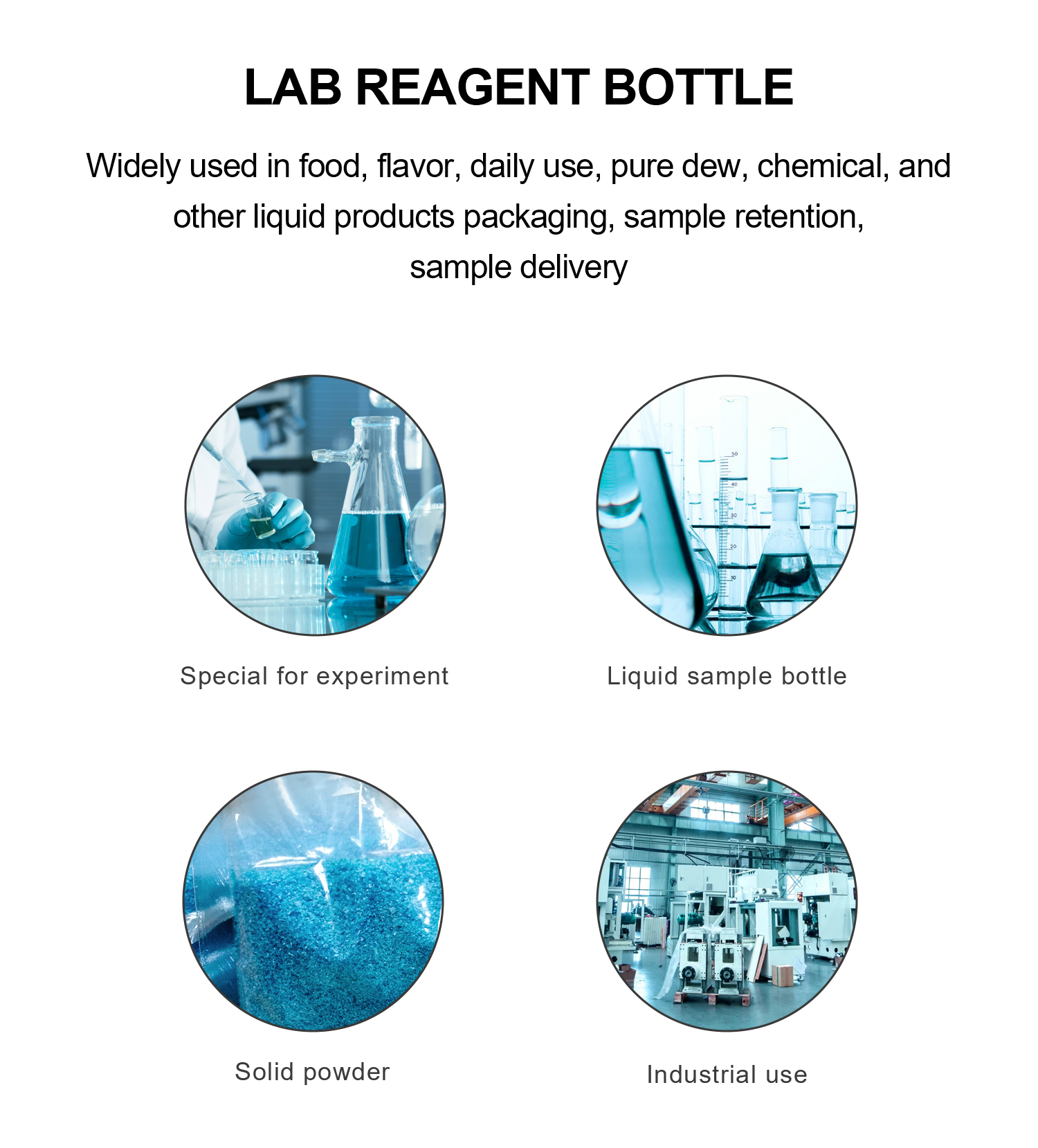 HDPE Translucent Plastic Chemical Reagent Bottle Laboratory Plastic Containers 1L