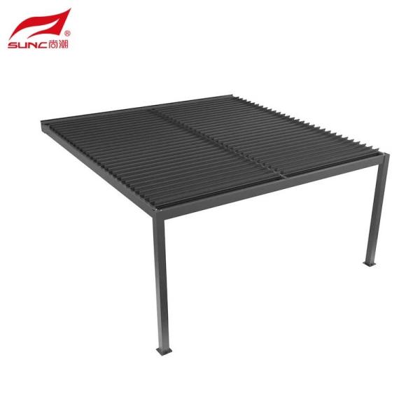 SUNC 4x4m Wall-mounted Aluminium Manual Louvered Pergola Outdoor Gaeden Building