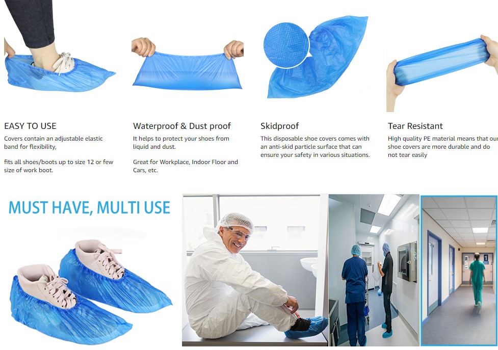 S&J Factory direct Wholesale non woven disposable cover shoes cpe shoe covers for hospital disposable
