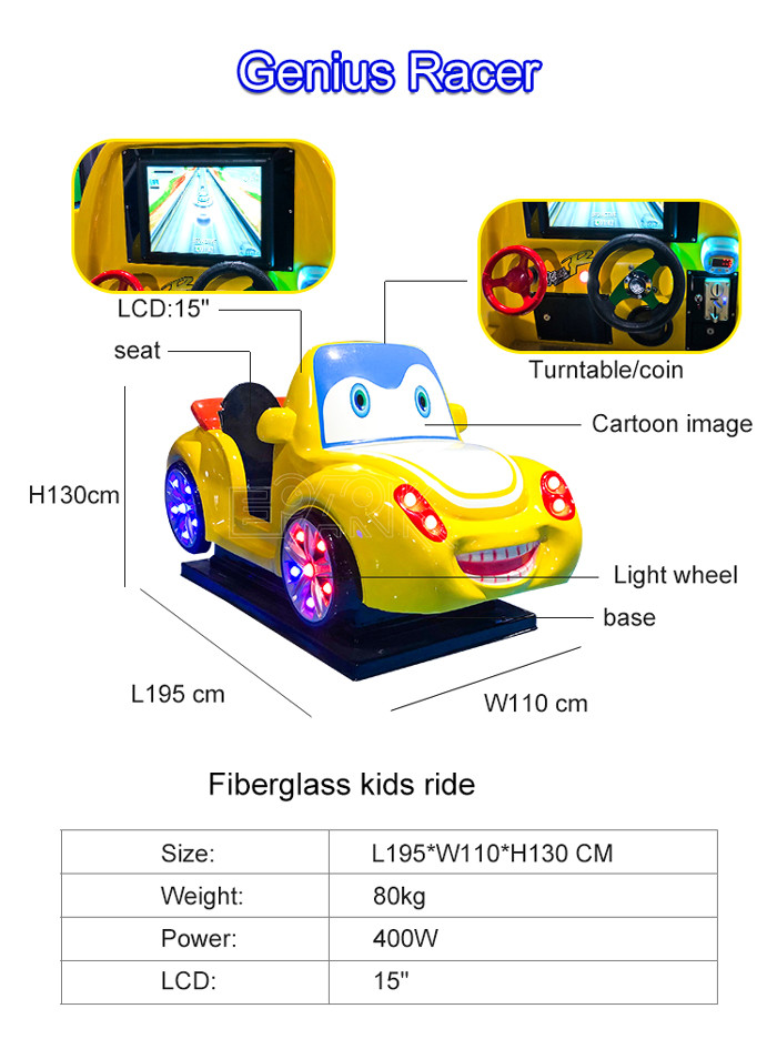 Genius Racer Coin Operated Electric Game Machine Children Rocking Car