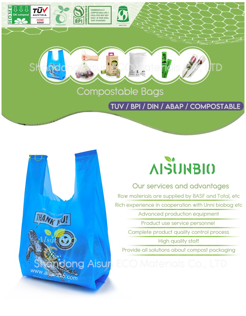 OEM Biodegradable Shopping Bag PBAT PLA Cornstarch EN13432 Standard