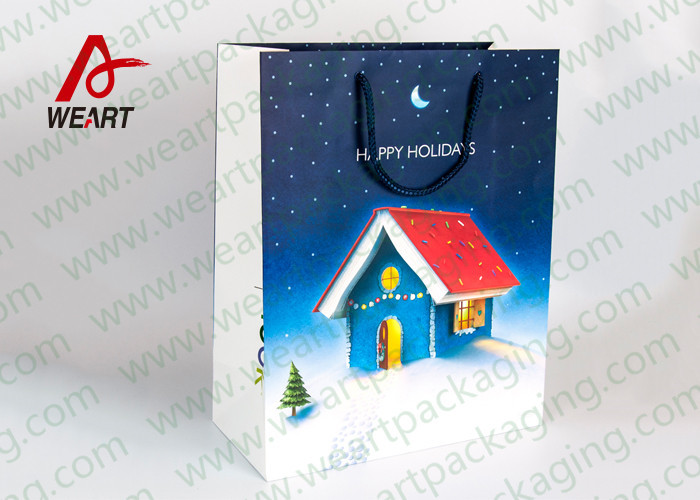 Pink Holiday Goodie Christmas Paper Bags No Minimum Hot Foil LOGO