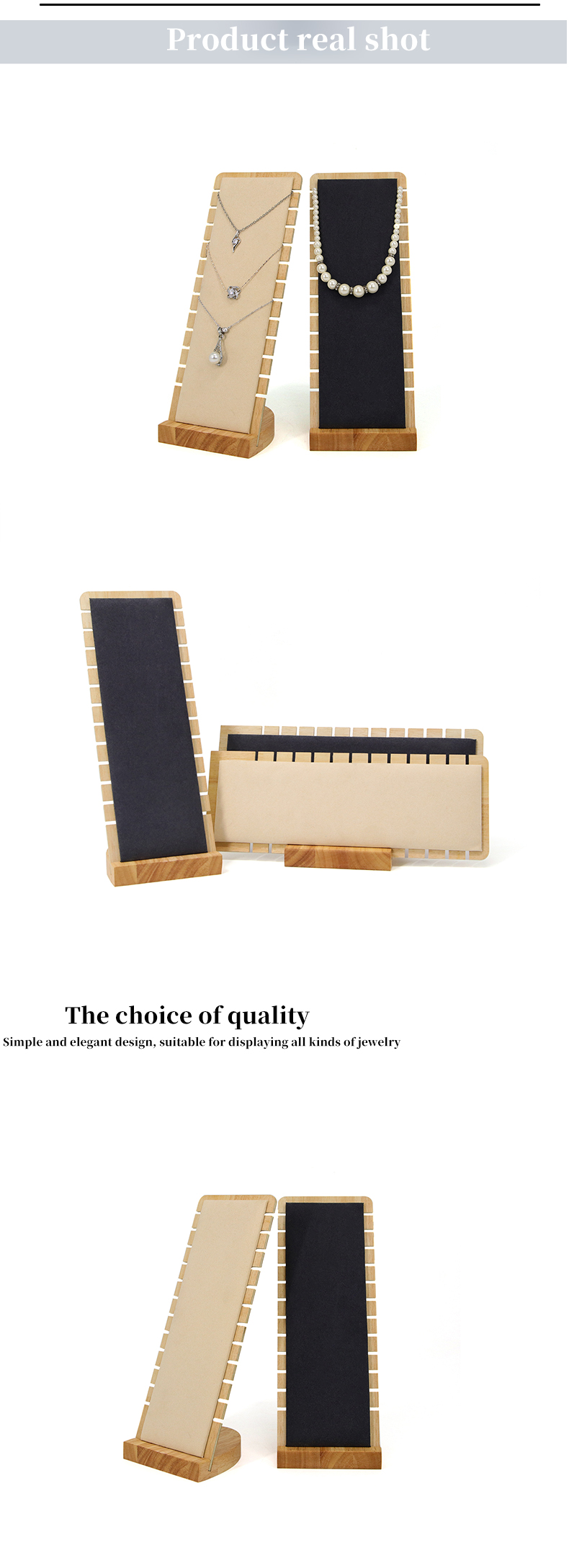Slotted Edge Portable Wooden Jewelry Display Stand for Necklace Pendant Show