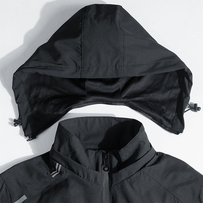 100% Cotton Windproof Large Size Mens Clothing Black Hooded Windbreaker